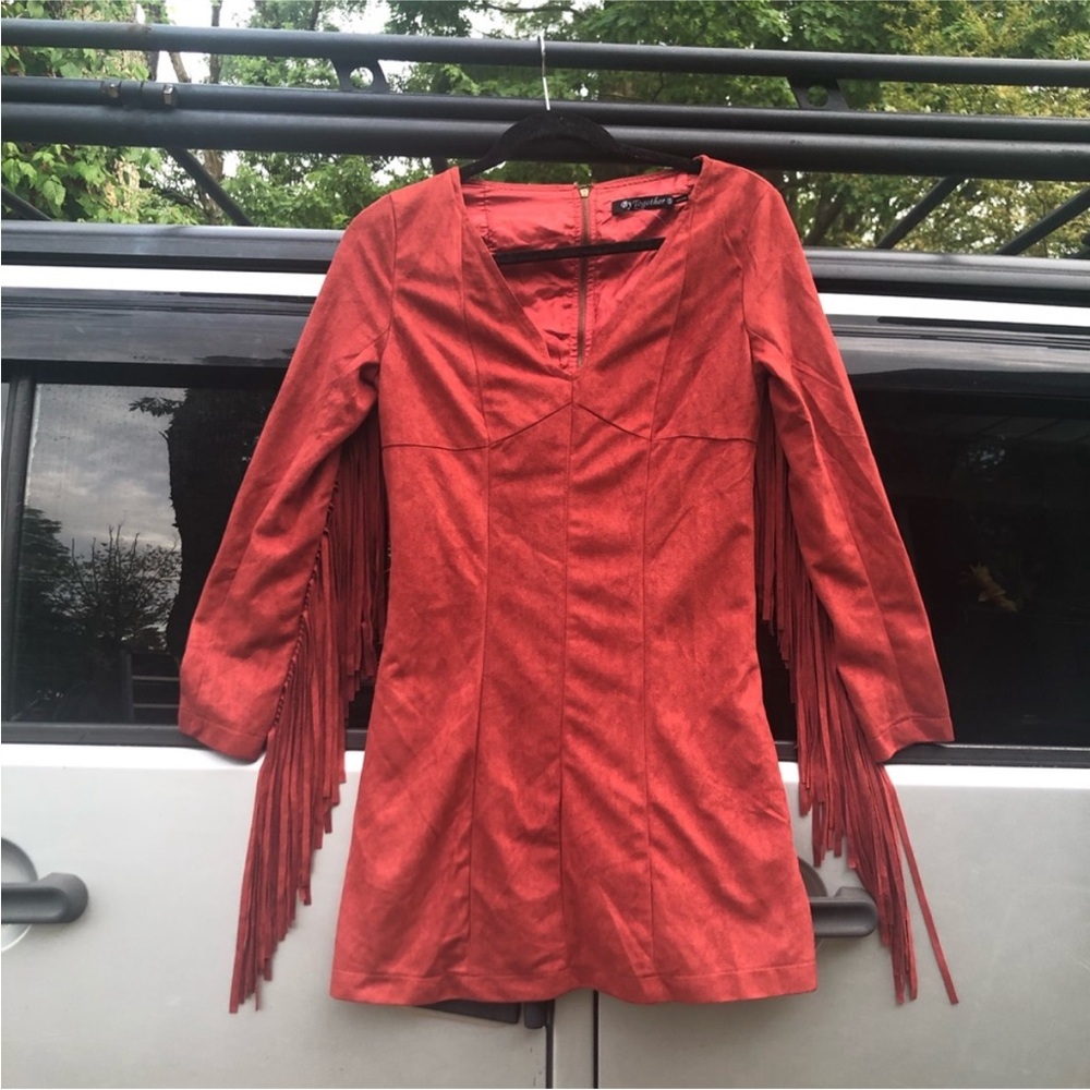 Fringed Red Women's Dress